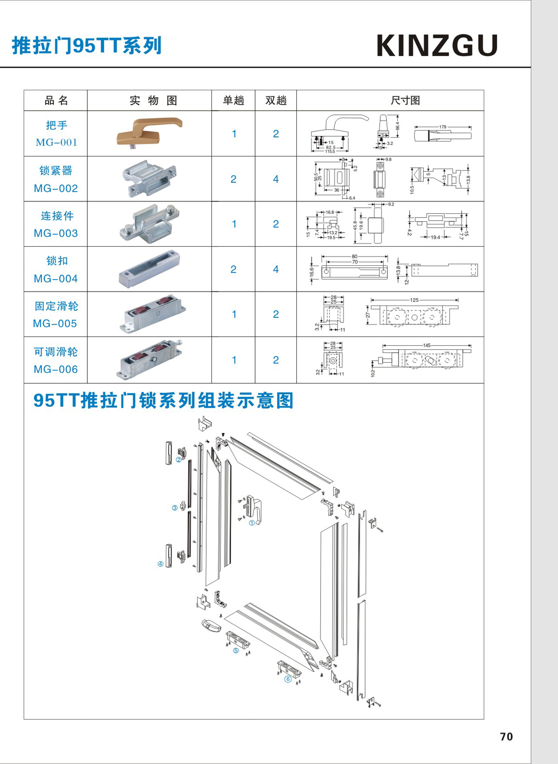 推拉門窗鎖95tt系列